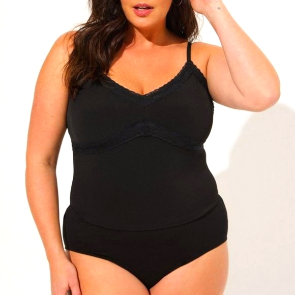 torrid Tops - ❤️NWT VINTAGE TORRID BODYSUIT BLACK LACE - V-NECK - SLEEK FLATTERING - PLUS SIZE